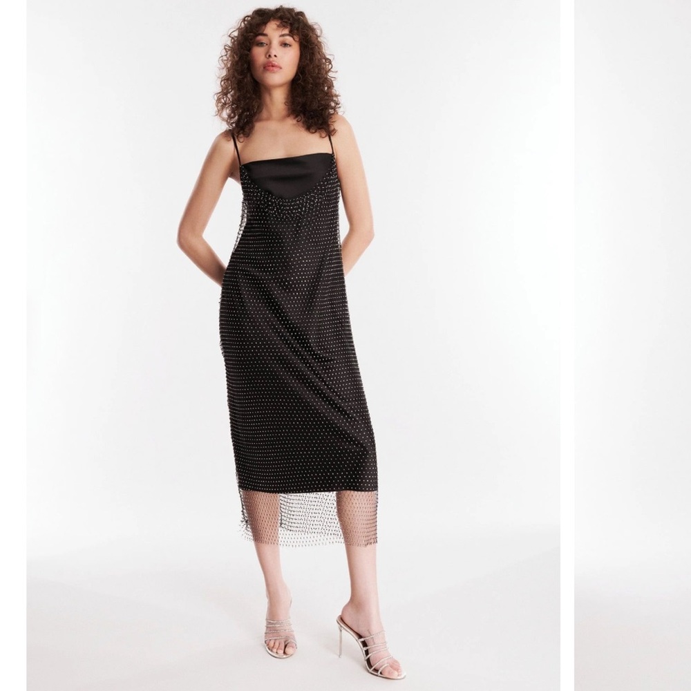 BCBG Jude Sparkle Cowl Neck Midi Dress
